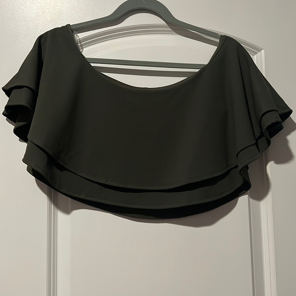 Olive Off the Shoulder Crop Top